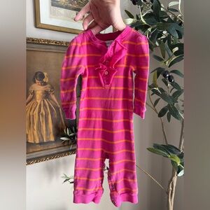 Ralph Lauren Preppy Pink and Yellow Striped Kids Footie
